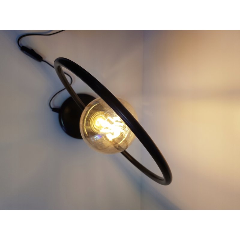 Lampka nocna Lampa stołowa loft koło na led E27 czarna