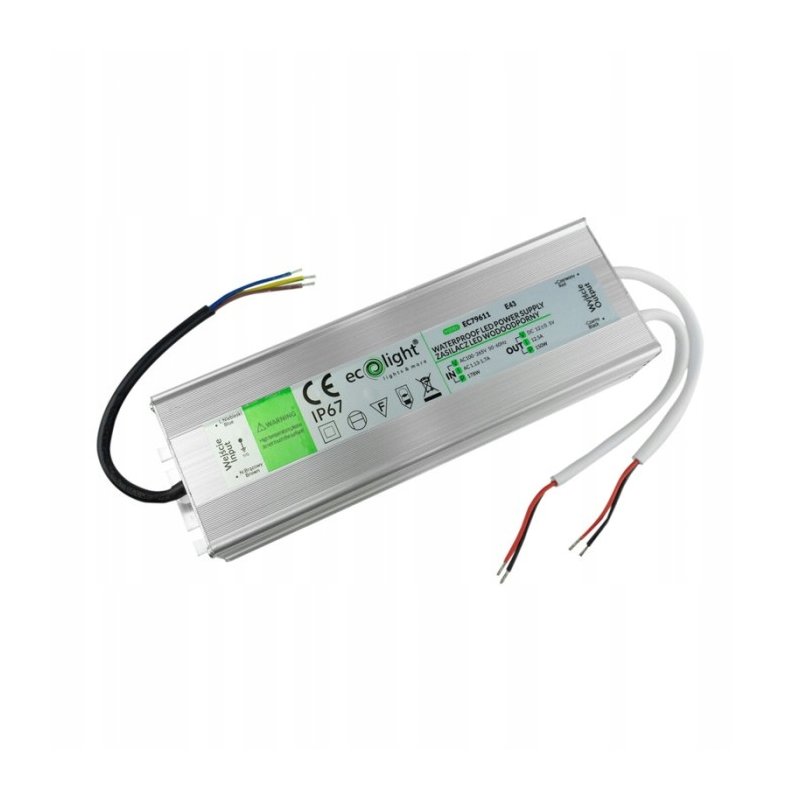 Zasilacz 12V 150W 12A wodoodporny do taśm LED IP67 hermetyczny metal