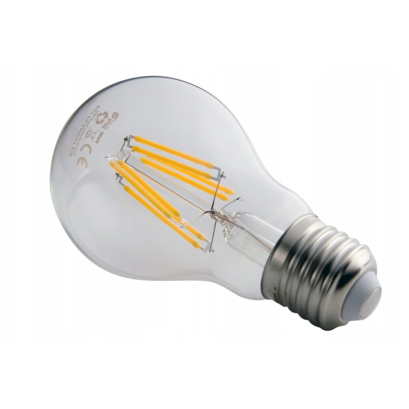 ŻARÓWKA E27 LED FILAMENT A60 12W barwa ciepła retro CLEAR ozdobna EDISON