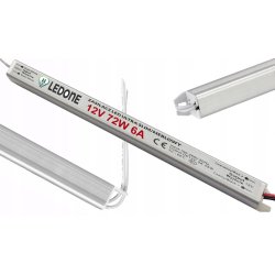 Zasilacz napięciowy 12V 72W 6A ultra slim montażowy do taśm LED cienki