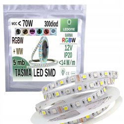 Taśma LED 5050 300 LED IP20 5m - RGBW Ciepła Zimna