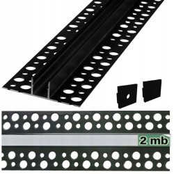 PROFIL aluminiowy czarny do PŁYTEK gips + KLOSZ mleczny + zaślepki 2m