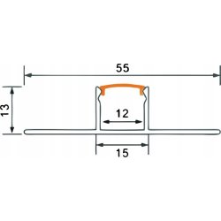 PROFIL aluminiowy czarny do PŁYTEK gips + KLOSZ mleczny + zaślepki 2m