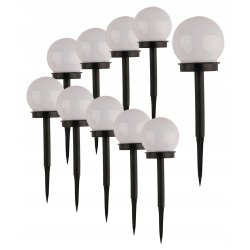 Zestaw 10x Lampa ogrodowa Lampka SOLARNA LED ZIMNA KULA PCV 10cm wbijana