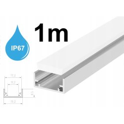 Profil aluminiowy hermetyczny IP67 podłogowy + klosz mleczny 1m do taśm led