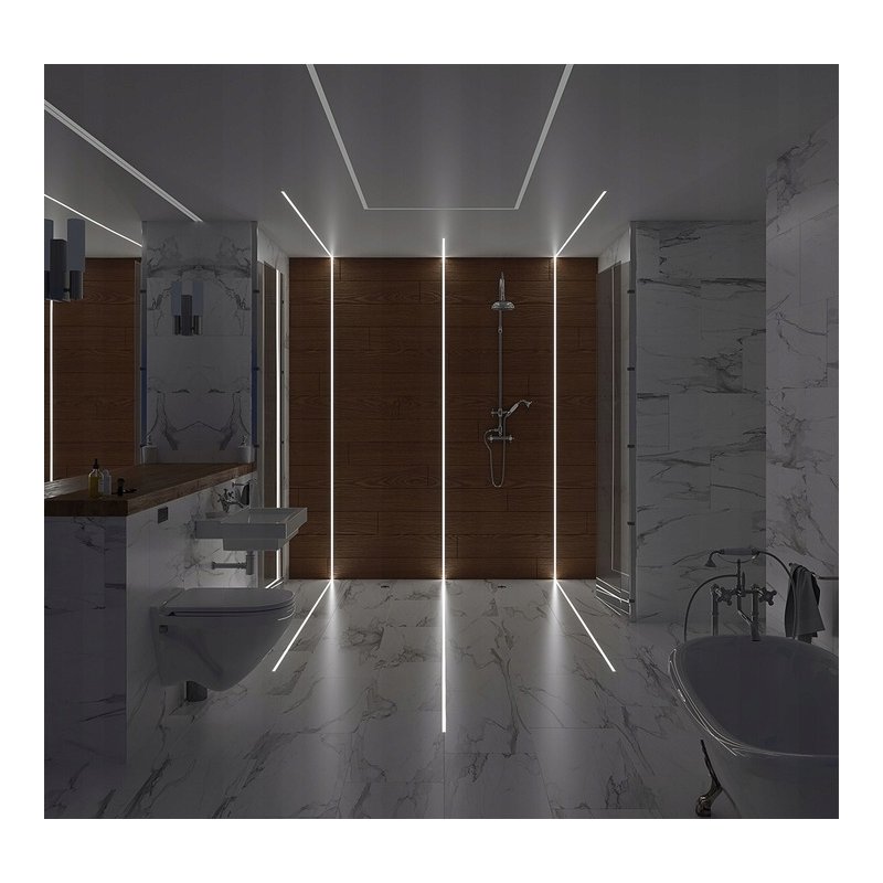 Profil aluminiowy hermetyczny IP67 podłogowy + klosz mleczny 1m do taśm led