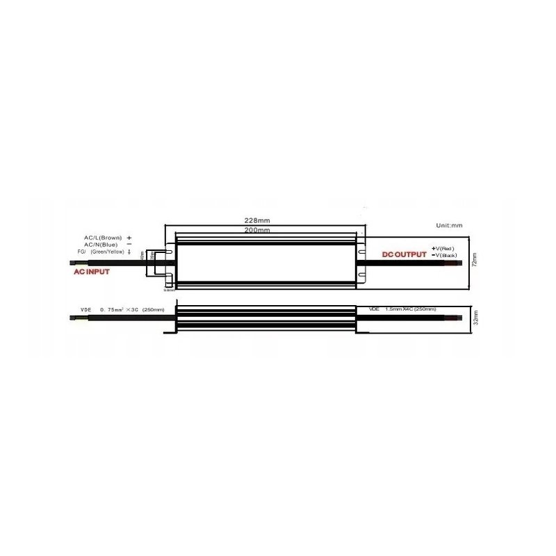 ZASILACZ HERMETYCZNY PROFESJONALNY 12V 250W 20A wodoodporny taśm LED IP67