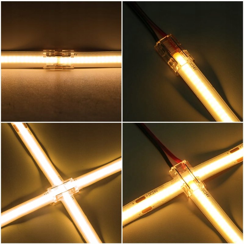 Złączka multi funckyjna narożna prosta do taśmy led 8mm SMD COB i przewodów