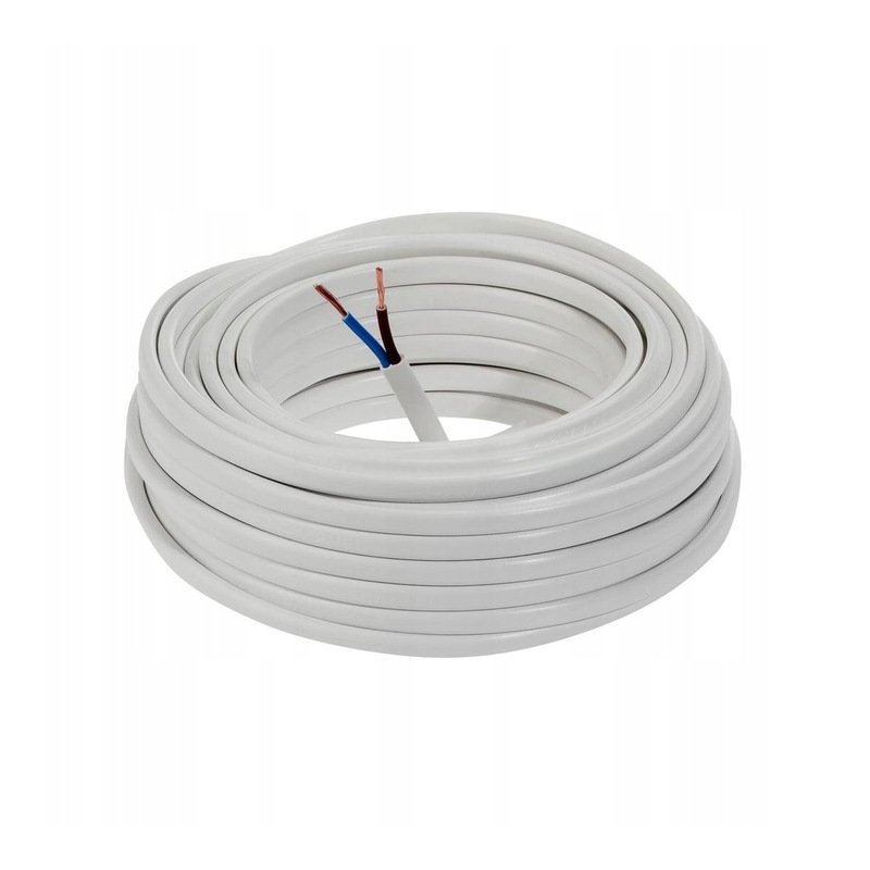 Przewód Płaski elektryczny giętki (linka) instalacyjny OMYp 2x0,75 biały