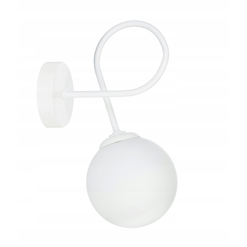 Lampa kinkiet ścienny stały kręcony BIAŁY klosz SZKLANY KULA LOFT na 1x E27