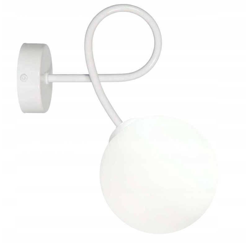 Lampa kinkiet ścienny stały kręcony BIAŁY klosz SZKLANY KULA LOFT na 1x E27