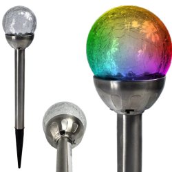 Lampka ogrodowa SOLARNA KULA szkło wbijana LED RGB