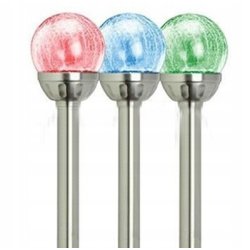 Lampka ogrodowa SOLARNA KULA szkło wbijana LED RGB