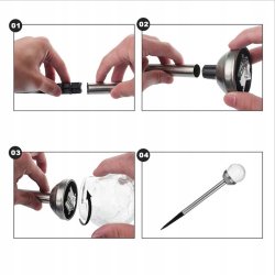 Lampka ogrodowa SOLARNA KULA szkło wbijana LED RGB