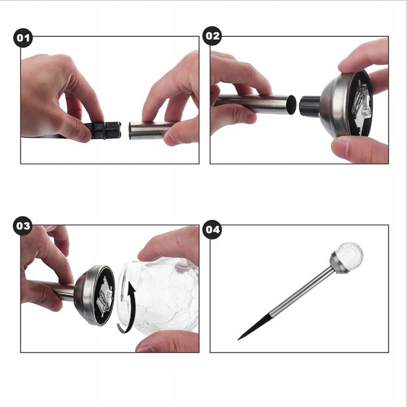 Lampka ogrodowa SOLARNA KULA szkło wbijana LED RGB