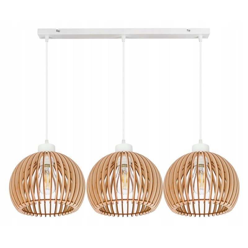 Lampa wisząca zwis żyrandol sufitowa LOFT klosz kula 36 Drewno na 3x e27
