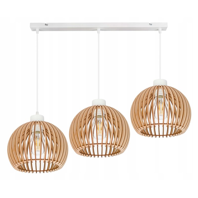 Lampa wisząca zwis żyrandol sufitowa LOFT klosz kula 36 Drewno na 3x e27