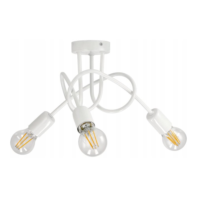 Lampa kręcona żyrandol loft edison 3x E27 biała