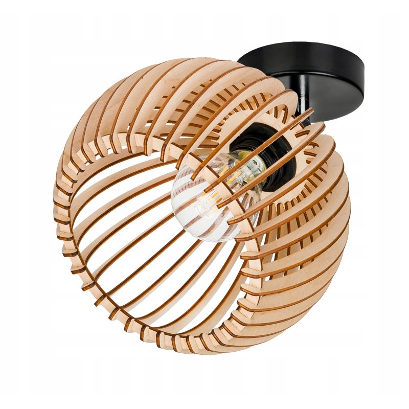 Lampa kinkiet ścienny regulowany LOFT klosz kula 36 Drewno na 1x e27