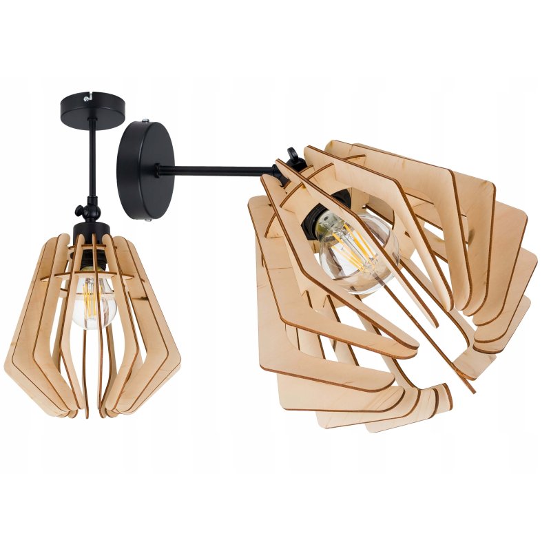 Lampa kinkiet E27 ścienny ruch loft Drewno na E27