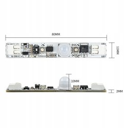 Włącznik profilowy 12V-24V ruch PIR do profili taśm LED COB bez lutowania
