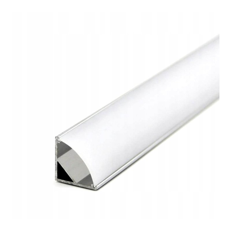 2mb Profil alu NAROŻNY SREBRNY Szeroki kąt + Klosz