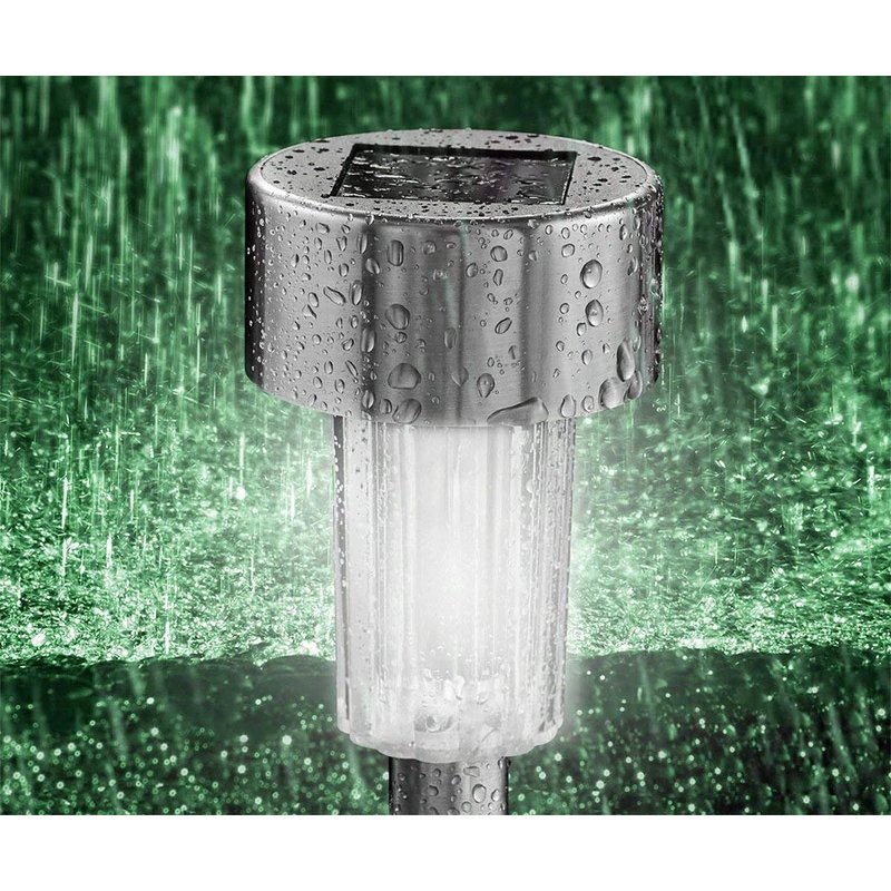 Zestaw 6x Lampka ogrodowa SOLARNA mała Inox LAMPA wbijana LED barwa ZIMNA