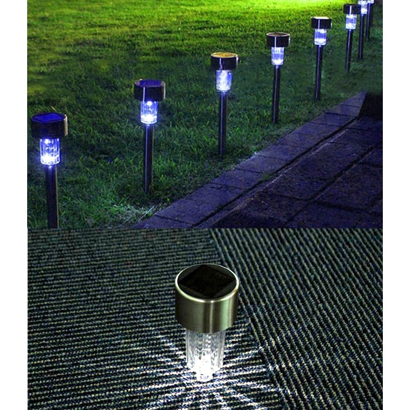 Zestaw 6x Lampka ogrodowa SOLARNA mała Inox LAMPA wbijana LED barwa ZIMNA