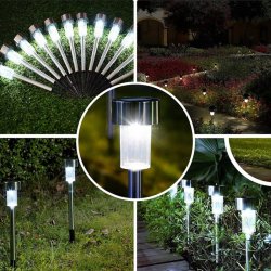 Zestaw 6x Lampka ogrodowa SOLARNA mała Inox LAMPA wbijana LED barwa ZIMNA