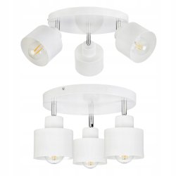 LAMPA WISZĄCA SUFITOWA PLAFON ŻYRANDOL RUCHOMY LOFT KUBEK 3xE27 BIAŁA LOFT