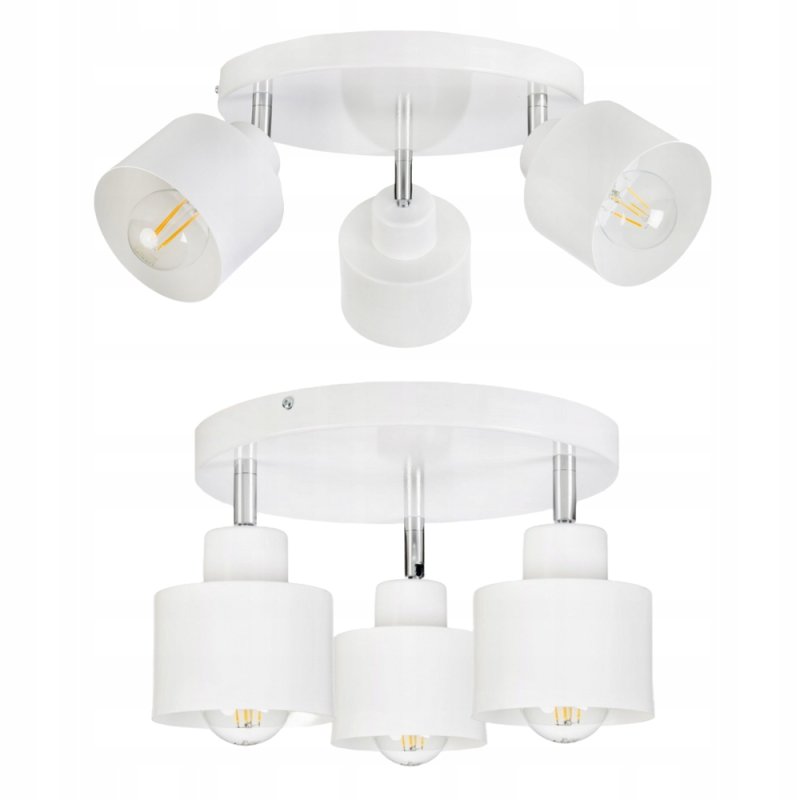 LAMPA WISZĄCA SUFITOWA PLAFON ŻYRANDOL RUCHOMY LOFT KUBEK 3xE27 BIAŁA LOFT