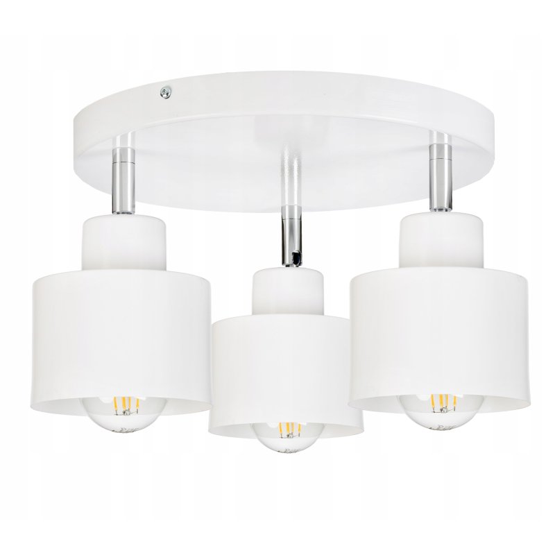 LAMPA WISZĄCA SUFITOWA PLAFON ŻYRANDOL RUCHOMY LOFT KUBEK 3xE27 BIAŁA LOFT