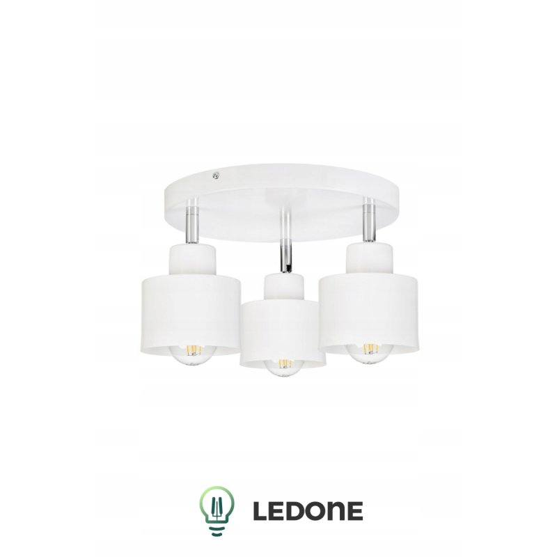 LAMPA WISZĄCA SUFITOWA PLAFON ŻYRANDOL RUCHOMY LOFT KUBEK 3xE27 BIAŁA LOFT
