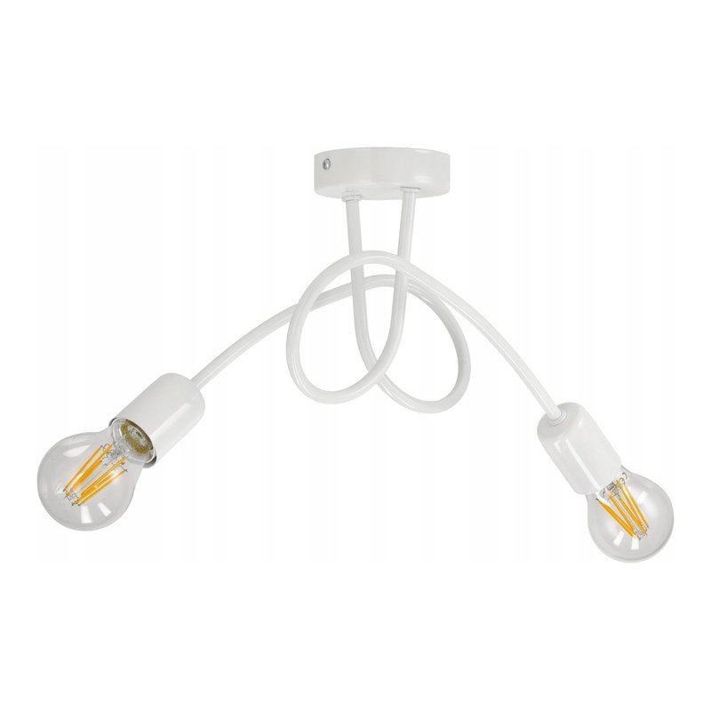 Lampa kręcona żyrandol loft edison 2x E27 biała