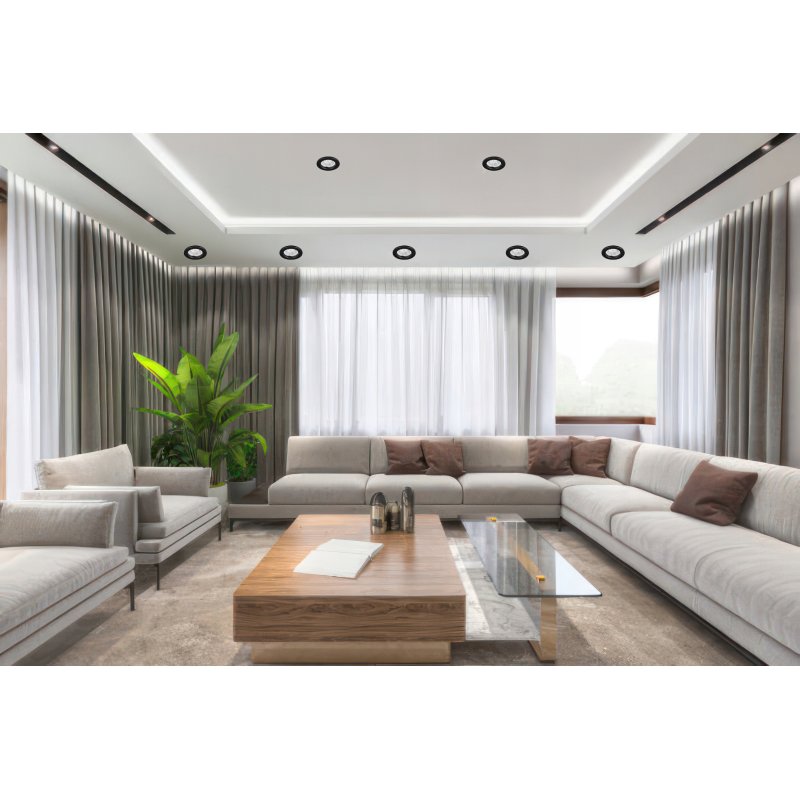 OPRAWA HALOGENOWA sufitowa wpuszczana LED STAŁA CZARNA + GNIAZDO GU10