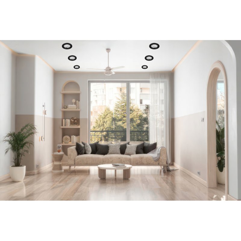 OPRAWA HALOGENOWA sufitowa wpuszczana LED STAŁA CZARNA + GNIAZDO GU10