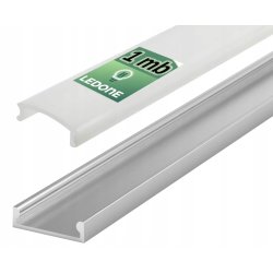 1mb Profil aluminiowy płytki slim nawierzchniowy PŁASKI srebrny + KLOSZ