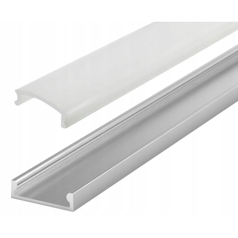 1mb Profil aluminiowy płytki slim nawierzchniowy PŁASKI srebrny + KLOSZ