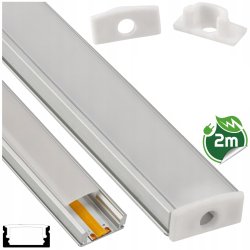 Profil ALUMINIOWY nawierzchniowy srebrny do taśm LED 2m + klosz mleczny