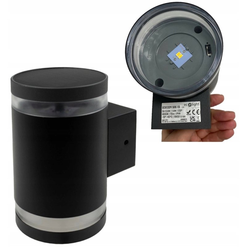 Lampa PREMIUM Elewacyjna Solarna Ogrodowa Kinkiet solarny LED NW góra dół