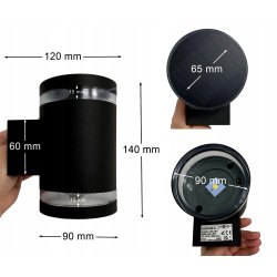 Lampa PREMIUM Elewacyjna Solarna Ogrodowa Kinkiet solarny LED NW góra dół