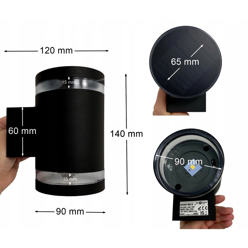 Lampa PREMIUM Elewacyjna Solarna Ogrodowa Kinkiet solarny LED NW góra dół