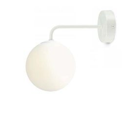 Lampa kinkiet ścienny stały BIAŁY prosty LOFT klosz SZKLANY KULA na 1x E27