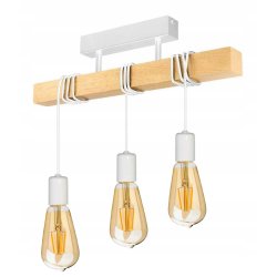 LAMPA drewniana belka wisząca sufitowa ŻYRANDOL ZWIS LOFT BIAŁY na 3x E27