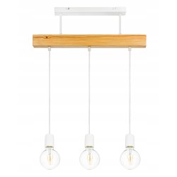 LAMPA drewniana belka wisząca sufitowa ŻYRANDOL ZWIS LOFT BIAŁY na 3x E27