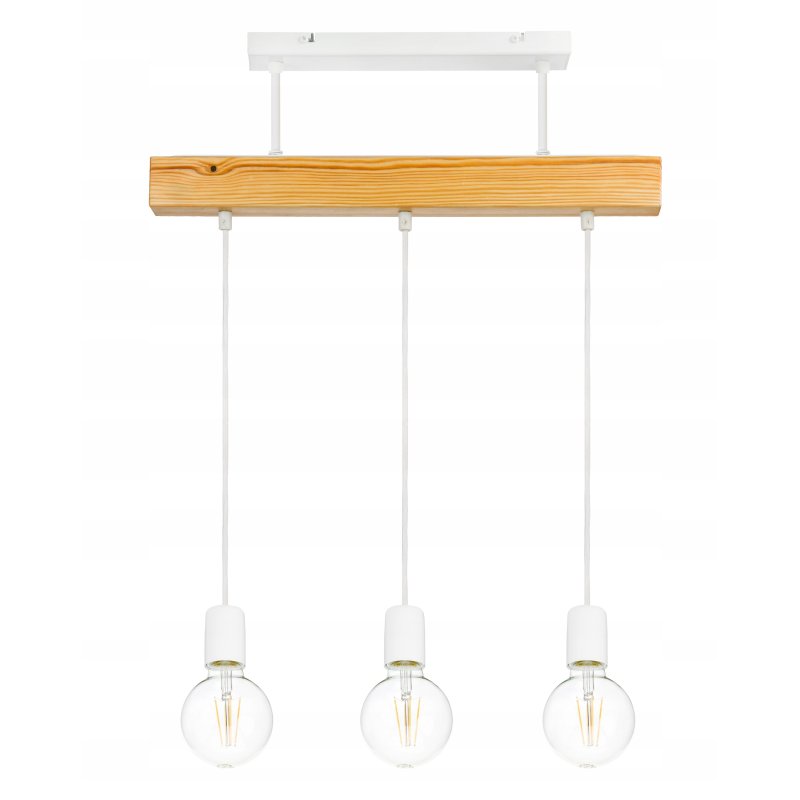 LAMPA drewniana belka wisząca sufitowa ŻYRANDOL ZWIS LOFT BIAŁY na 3x E27