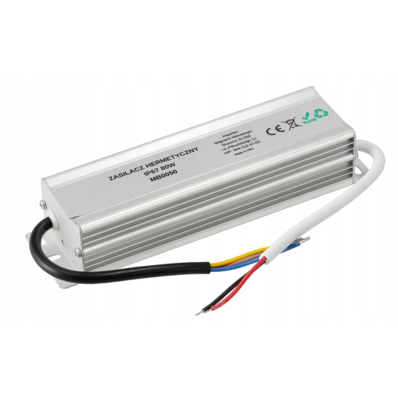 Zasilacz 12V 80W 6,5A wodoodporny do taśm LED IP67 hermetyczny metal