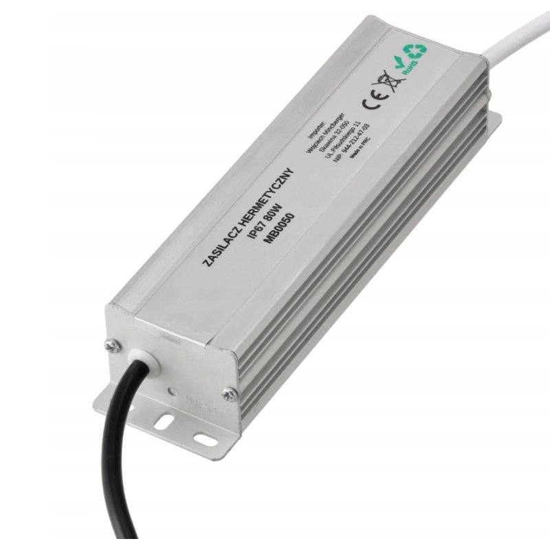Zasilacz 12V 80W 6,5A wodoodporny do taśm LED IP67 hermetyczny metal