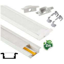 Zestaw PROFIL ALUMINIOWY biały wpuszczany slim eko do taśm LED 2m + KLOSZ