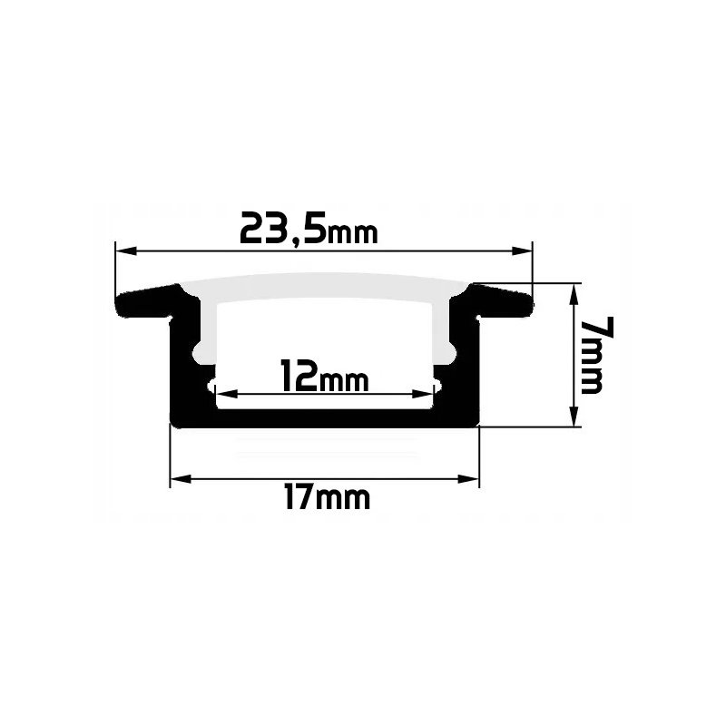 Zestaw PROFIL ALUMINIOWY biały wpuszczany slim eko do taśm LED 2m + KLOSZ